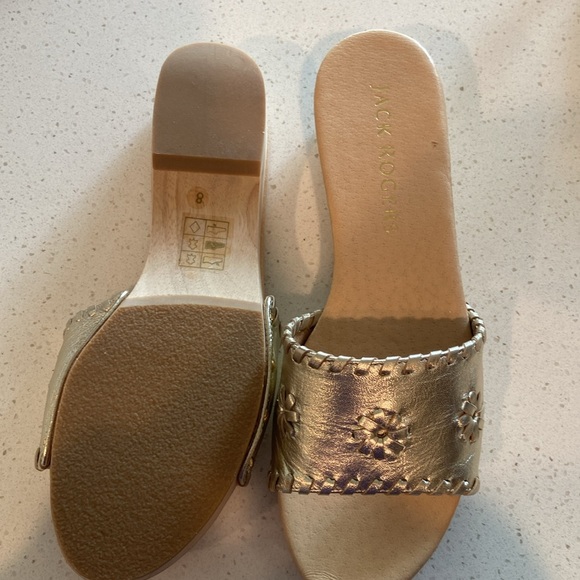 8 🔖 JACK ROGERS Leather Breaker Clog Sandals Platinum - Picture 8 of 10